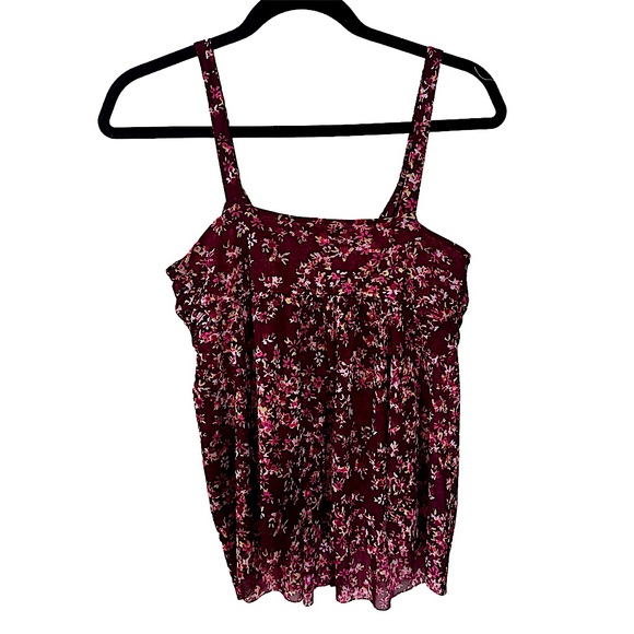 Express burgundy floral tank top in women’s size medium - Picture 2 of 6